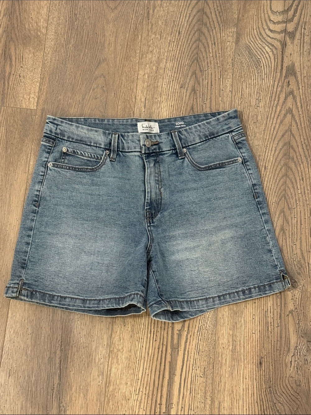 Nicole Miller SoHo High Rise Light Blue Denim Jean Shorts